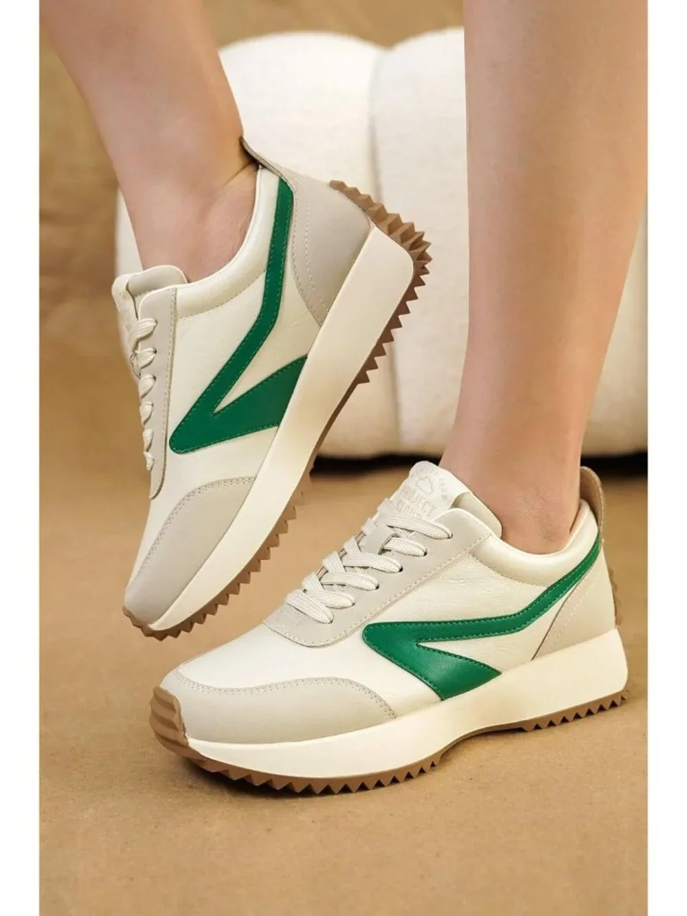 🆕Project Cloud Women's Green White Sneakers Memory Foam Lightweight Lace Up